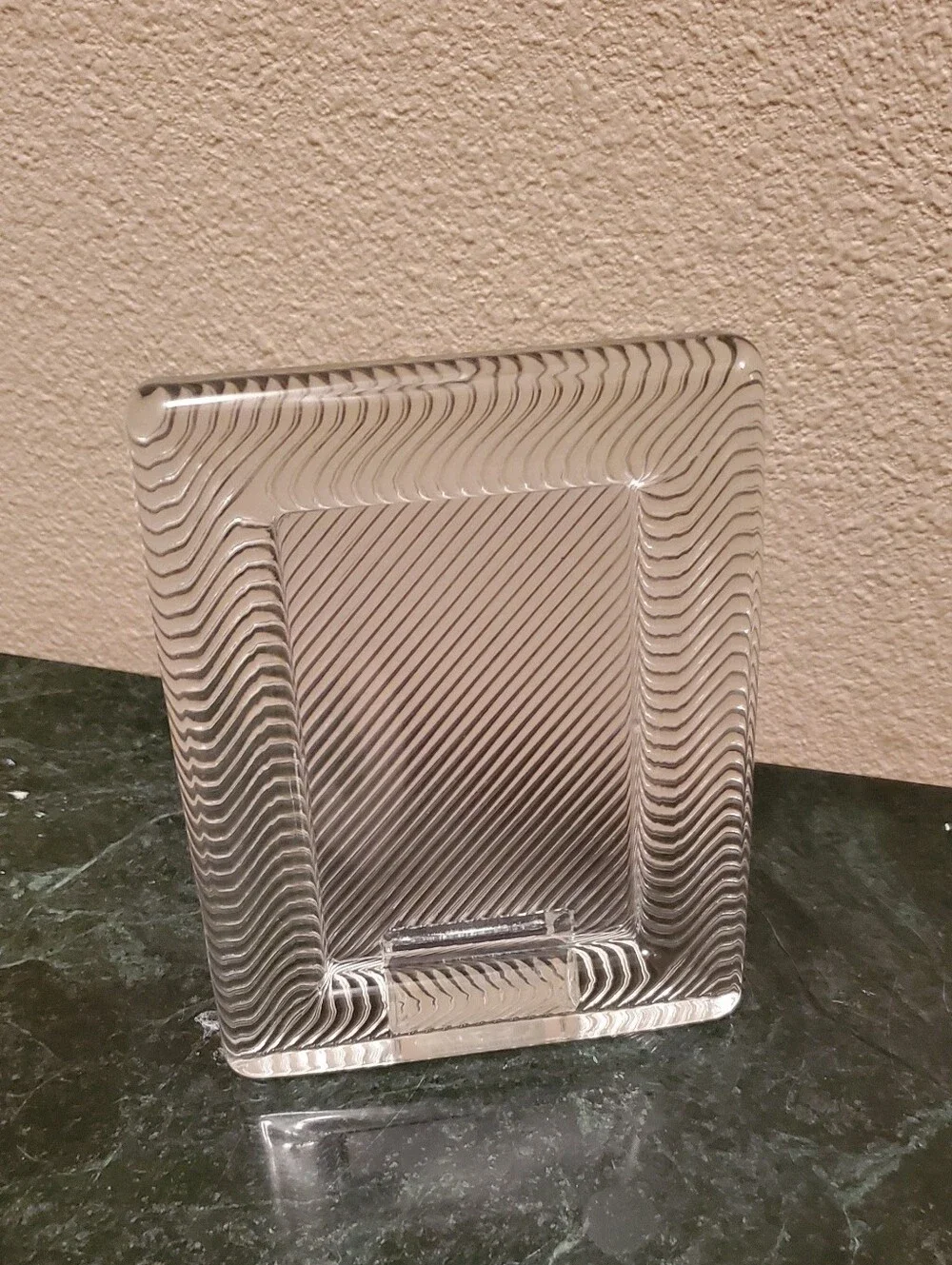 VTG. Mikasa Crystal Rectangle Frame Ribbed. Photo Insert Approx. 3x4